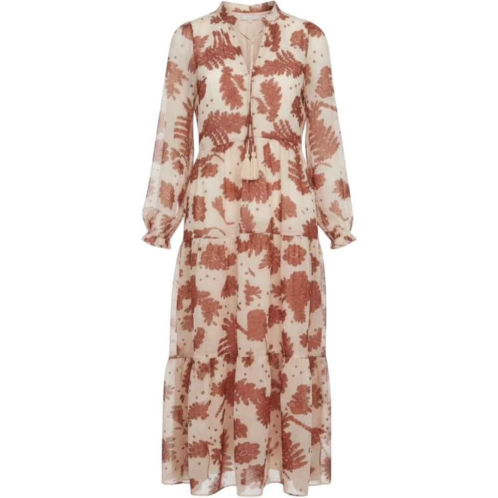 Polagram Women Dress Large Floral Tiered Maxi Dress Long Sleeve Boho